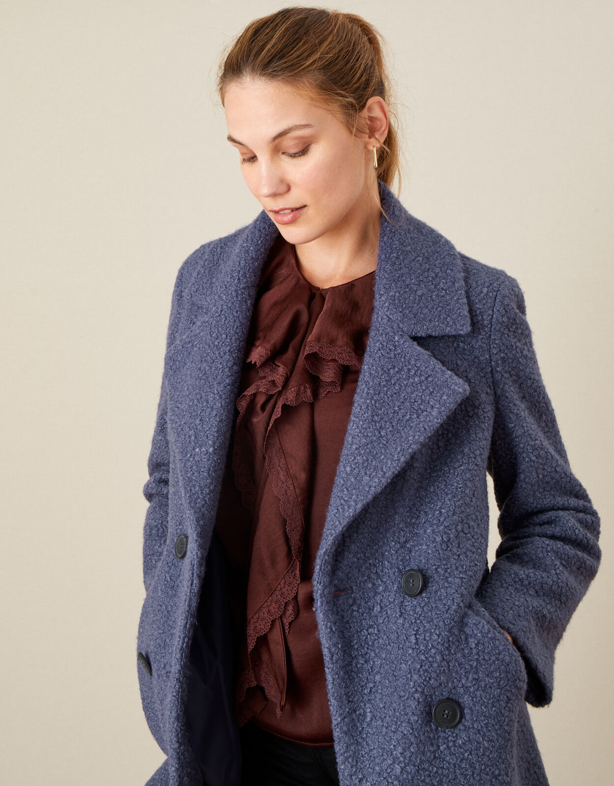 Betsy Boucle Coat Blue