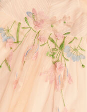 Estella Floral Embroidered Party Dress, Orange (PEACH), large