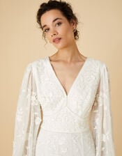 Jennifer Long Sleeve Maxi Wedding Dress, Ivory (IVORY), large