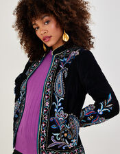 Rory Embroidered Velvet Jacket, Blue (MIDNIGHT), large