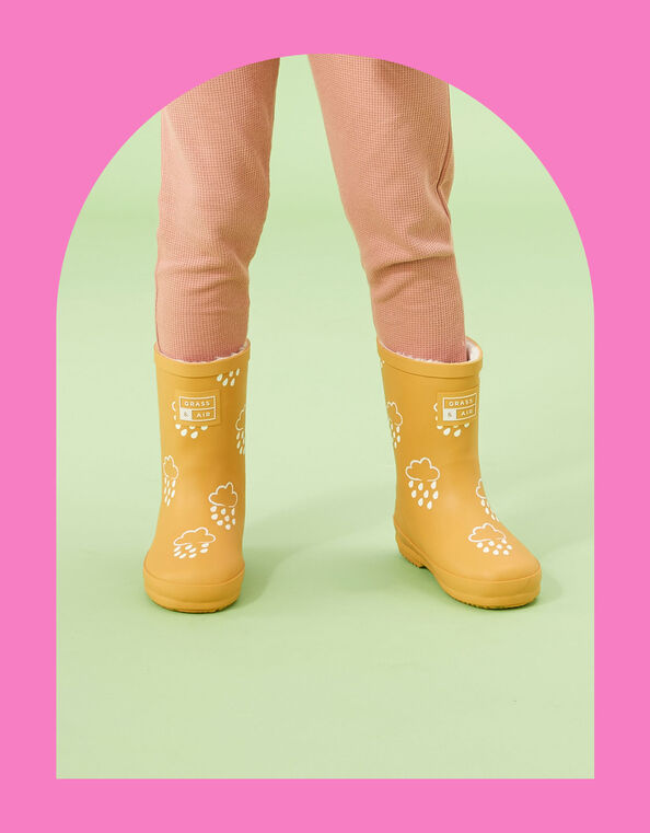 Grass and Air Color-Revealing Rain Boots, Yellow (OCHRE), large