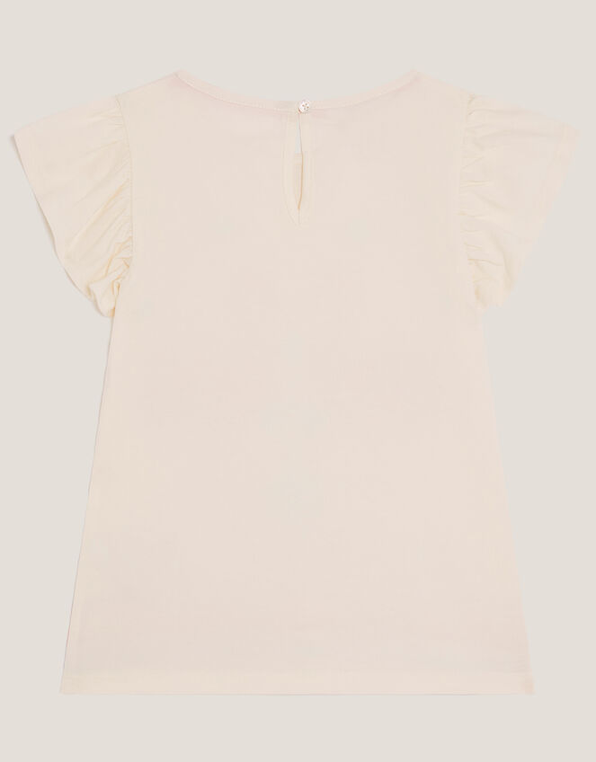 Sequin Flamingo Frilly T-Shirt, Blue (BLUE), large