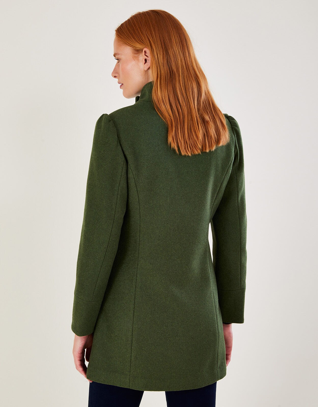 Green wool shop womens coat