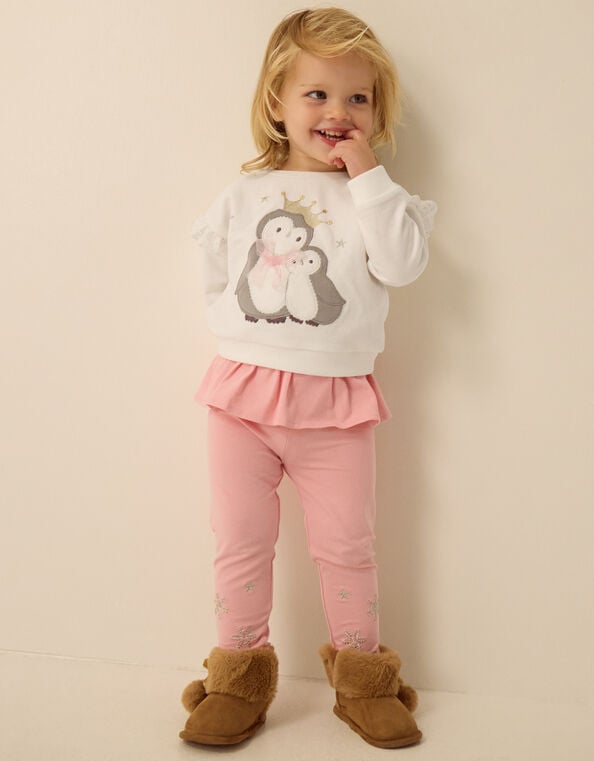 Baby Penguin Top & Frill Leggings Set, Ivory (IVORY), large