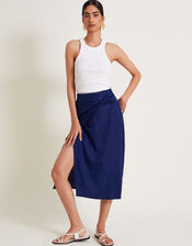 Winnie Wrap Midi Skirt, Blue (DARK BLUE), large