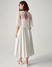 Celeste Satin Wedding Dress with Floral Embellished Cape, Ivory (IVORY), large