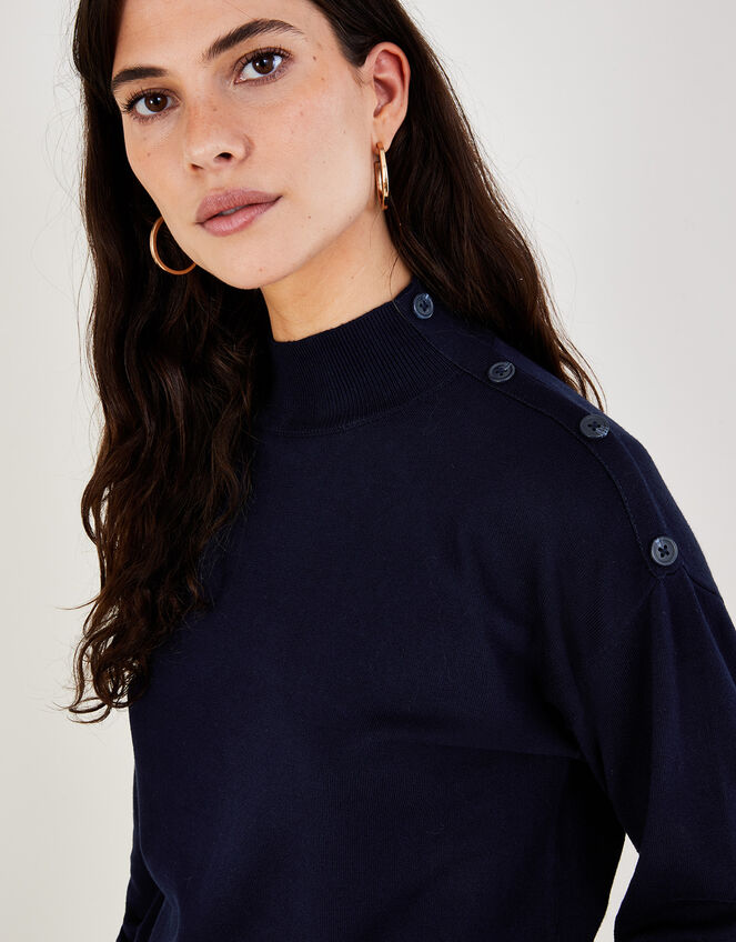 Turtle Neck Loose Jumper with LENZING™ ECOVERO™ , Blue (NAVY), large