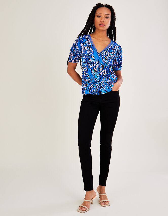Dixie Print Top with LENZING™ ECOVERO™ , Teal (TEAL), large