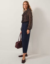 Mackie Sheer Polka Dot Ruffle Blouse, Brown (CHOCOLATE), large