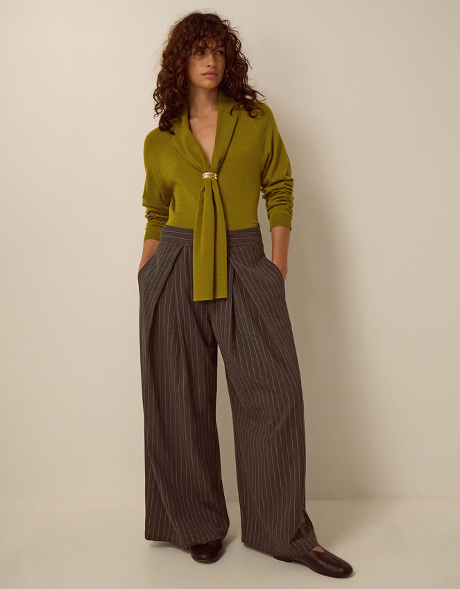 Tilly Neck Tie Jumper, Green (OLIVE), large
