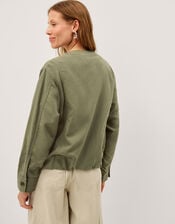 Colette Linen Blend Jacket, Green (KHAKI), large