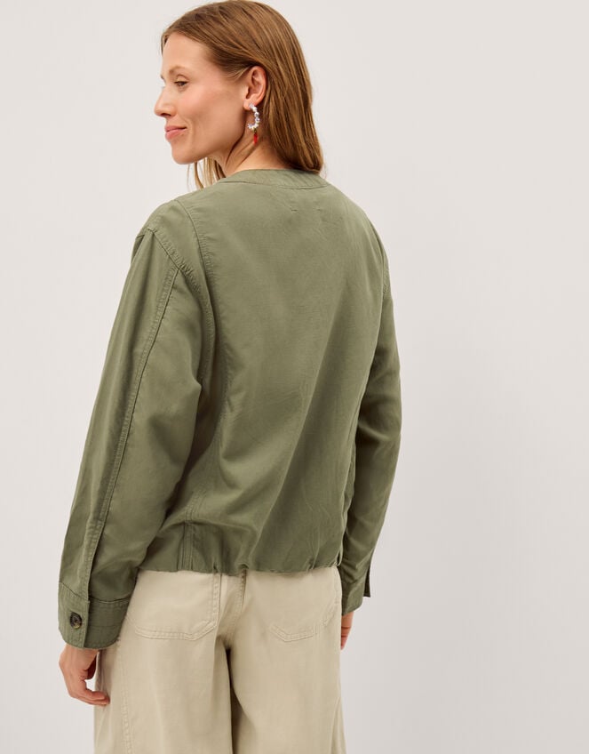 Colette Linen Blend Jacket, Green (KHAKI), large