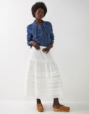 East Betsy Broderie Midi Skirt, Ivory (IVORY), large