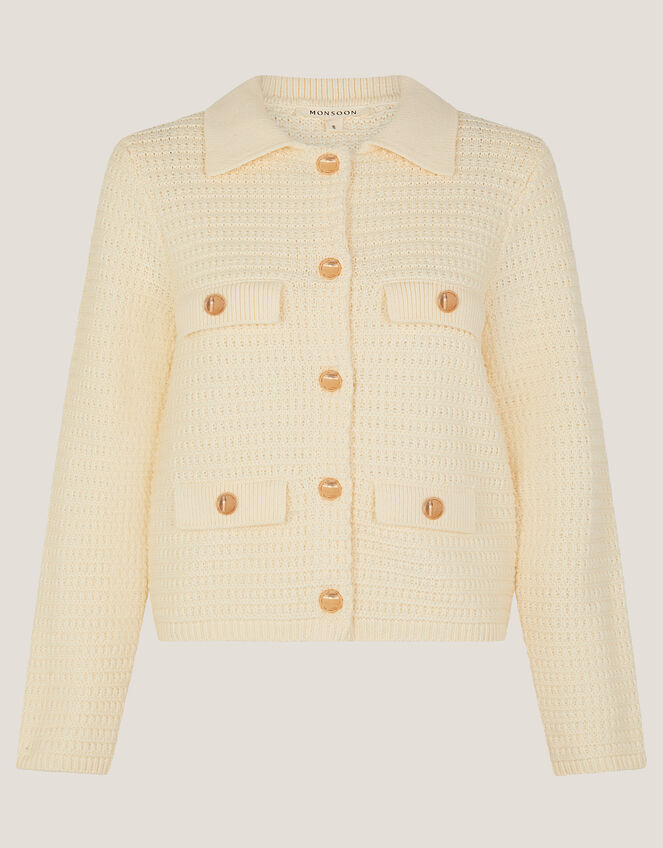 Coby Collar Cardigan, Ivory (IVORY), large