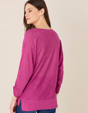 Gathered Sleeve Jumper in Linen Blend, Pink (PINK), large