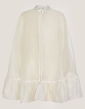 Pearl Trim Organza Cape, White (WARM IVORY), large