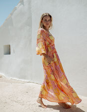 Piti Cuiti Plunge Floral Print Maxi Dress , Orange (ORANGE), large