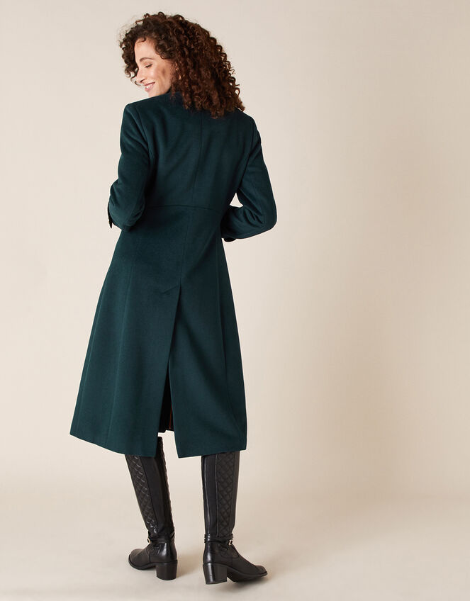 Maddie Military Coat in Wool Blend, Green (GREEN), large