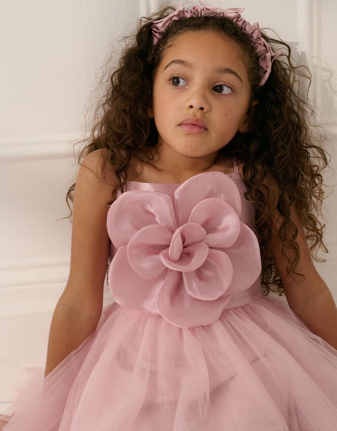 Annabelle Flower Bodice Tulle Dress, Pink (PINK), large
