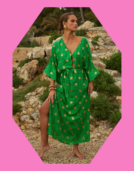 Sundress Leandre Kaftan Maxi Dress, Green (GREEN), large