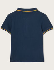 Zip Collar Textured Polo T-Shirt, Blue (NAVY), large