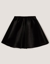 Sequin Bow Velvet Skirt, Black (BLACK), large