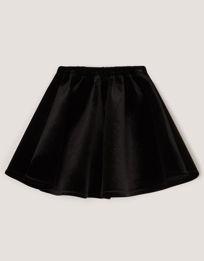 Sequin Bow Velvet Skirt, Black (BLACK), large