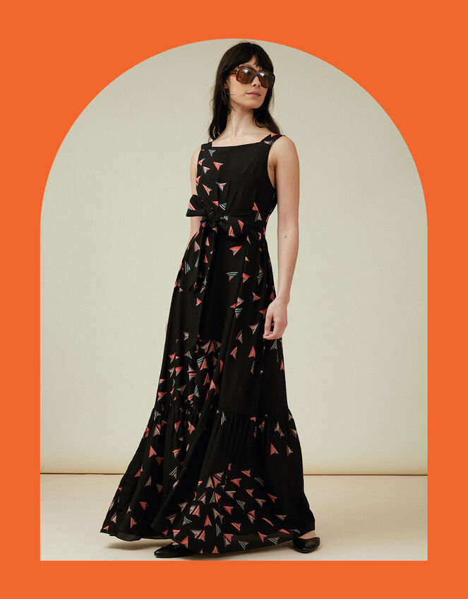 Tallulah and Hope Geometric Maxi Dress, Black (BLACK), large
