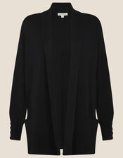 Sandy Shawl Collar Pocket Cardigan, Black (BLACK), large
