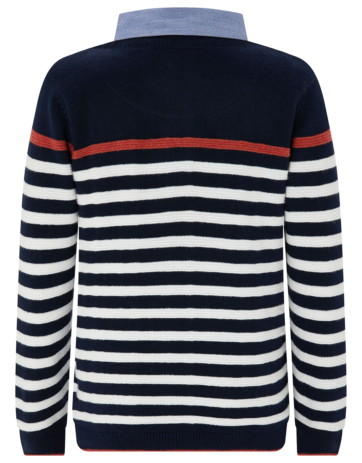 Peter Striped Jumper with Faux Shirt Collar Blue Boys Jumpers Cardigans Monsoon Global