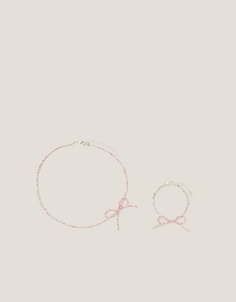 Beaded Bow Necklace & Bracelet Set, , large