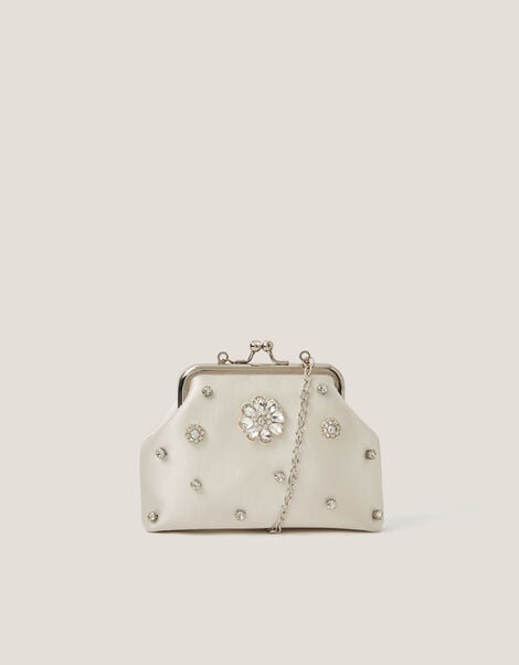 Bejewelled Flower Clip Frame Bag, , large