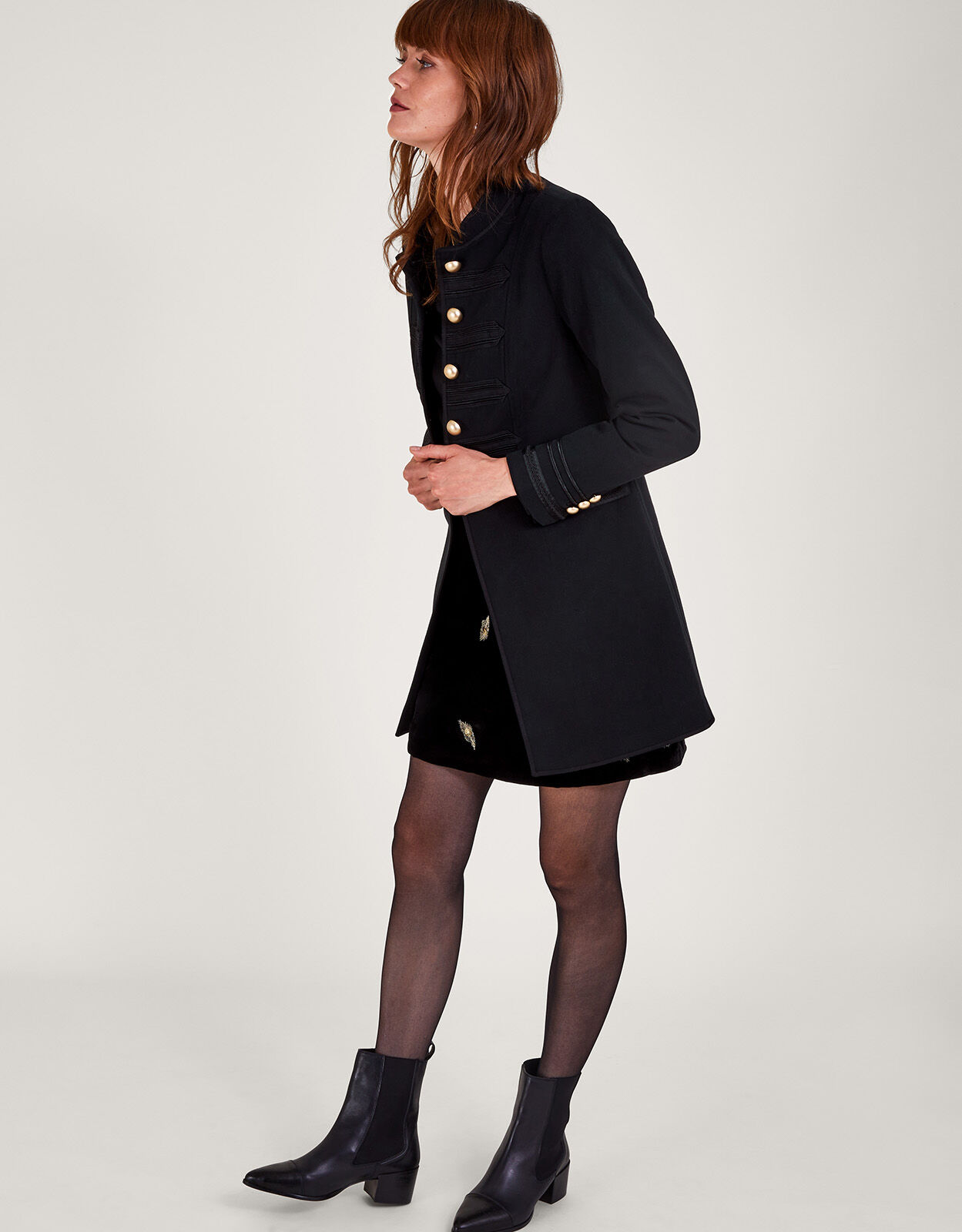 Zara black military sales coat