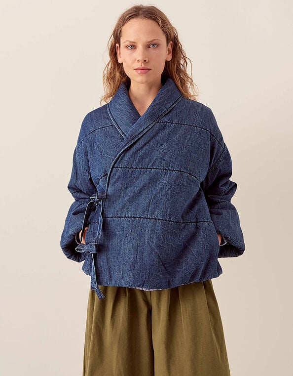 East Reyna Denim Padded Jacket, Blue (INDIGO), large
