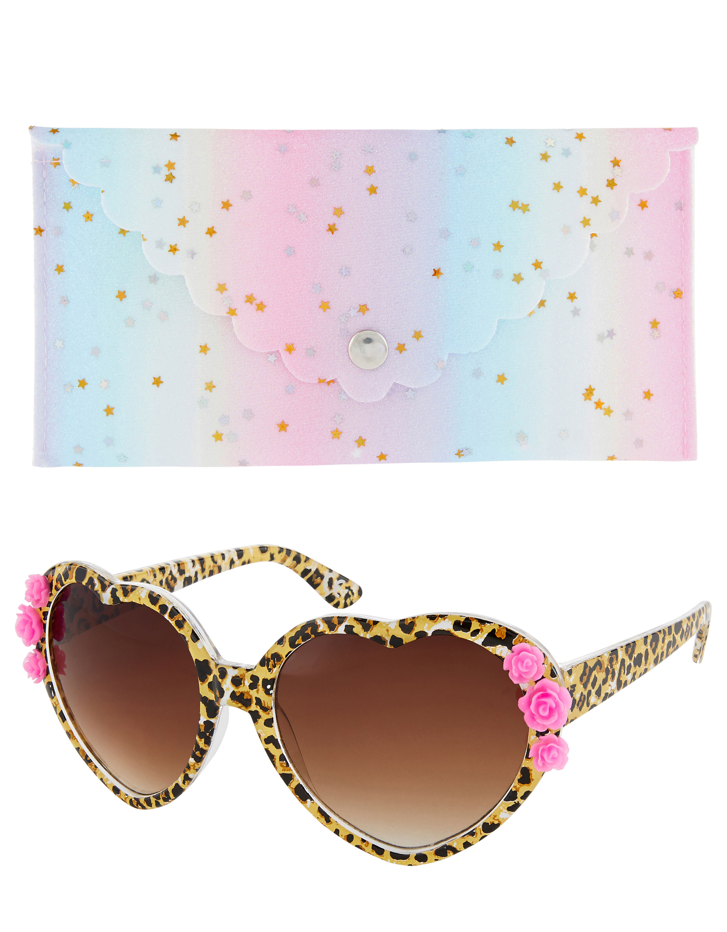 Leopard Heart Sunglasses with Case