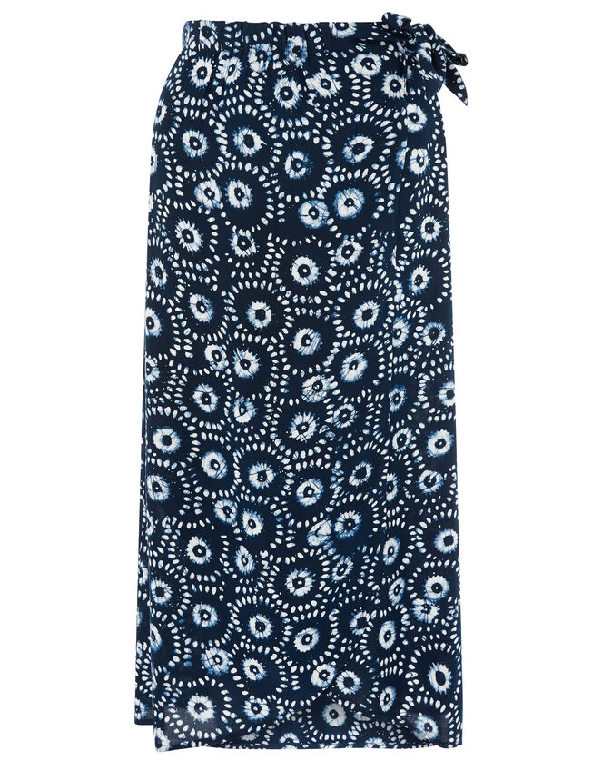 ARTISAN STUDIO Batik Print Wrap Skirt, Blue (NAVY), large