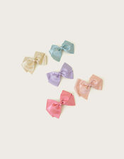 5-Pack Large Shimmer Bow Clips, , large