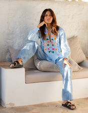 La Galeria Elefante Embroidered Blouse, Blue (PALE BLUE), large