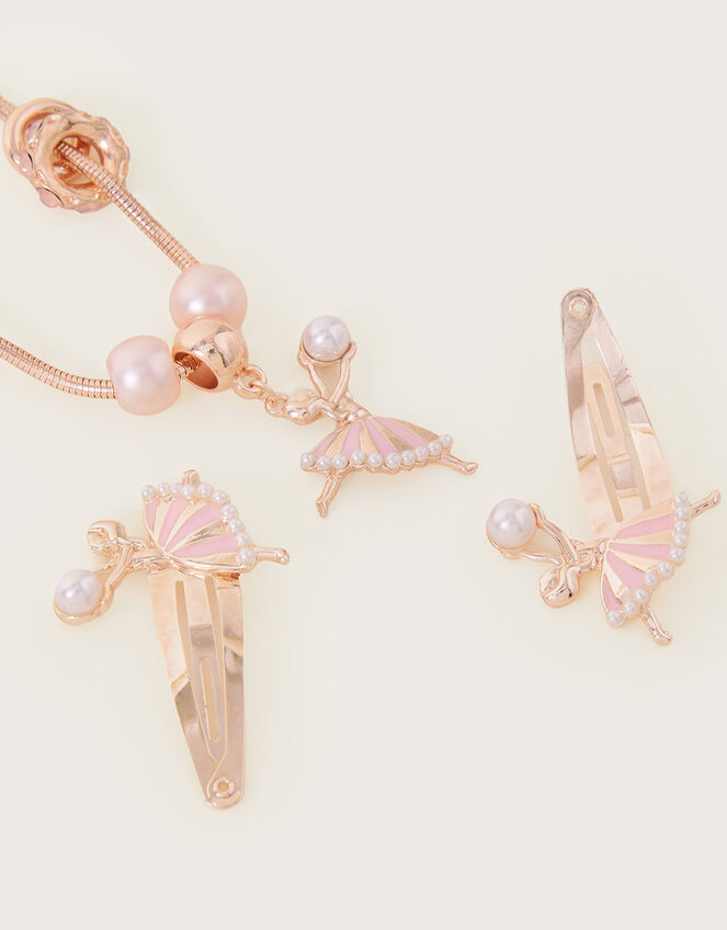 Ballerina Trinket Necklace and Hairclip Set, , large