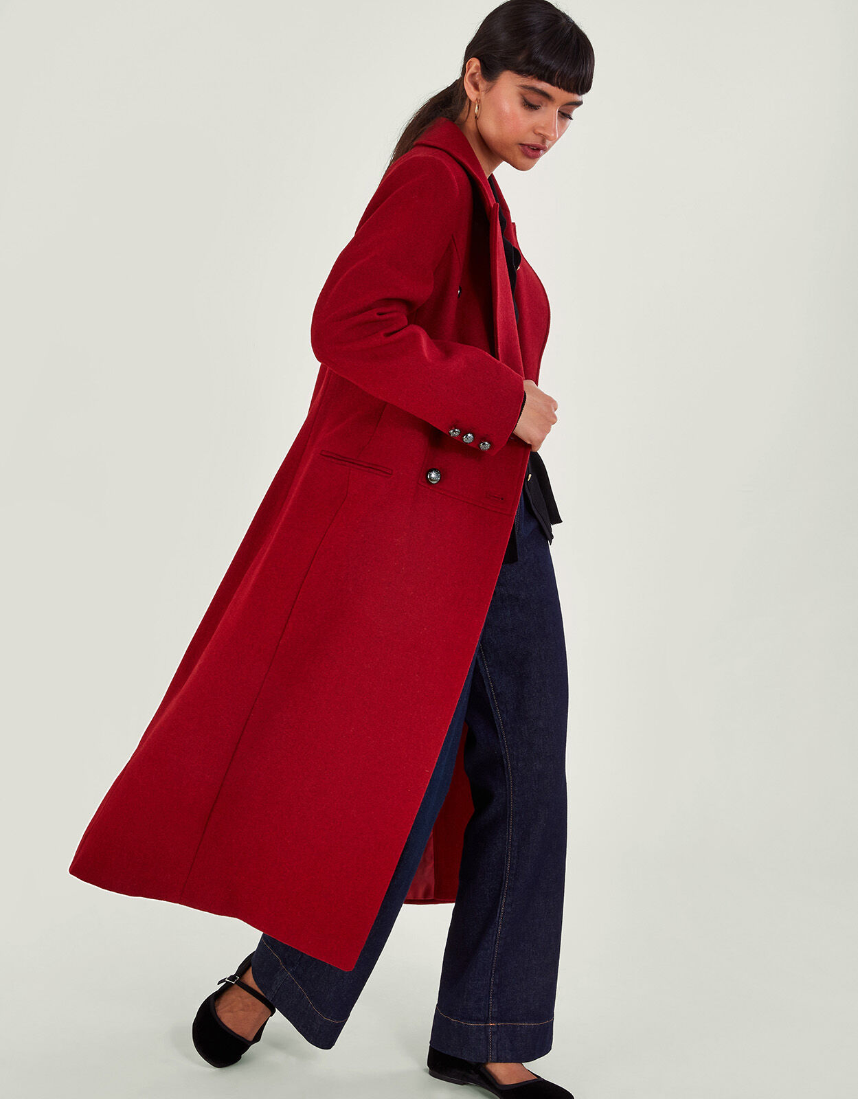 Daria Double Breasted Coat Red