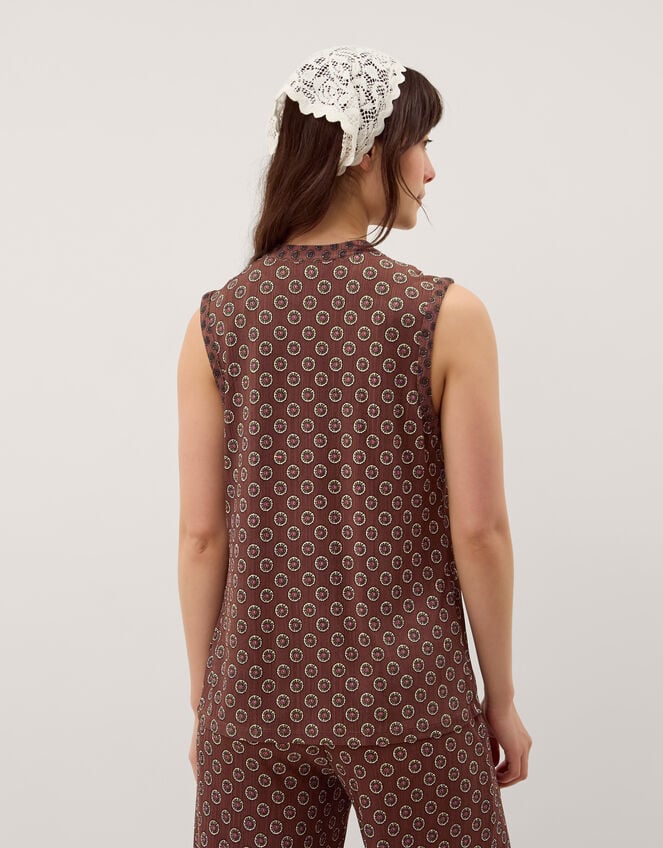 Magdalena Geometric Jersey Top, Brown (CHOCOLATE), large