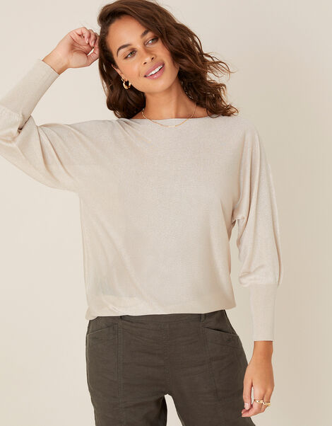 Sari Slash Neck Jumper Gold, Gold (GOLD), large