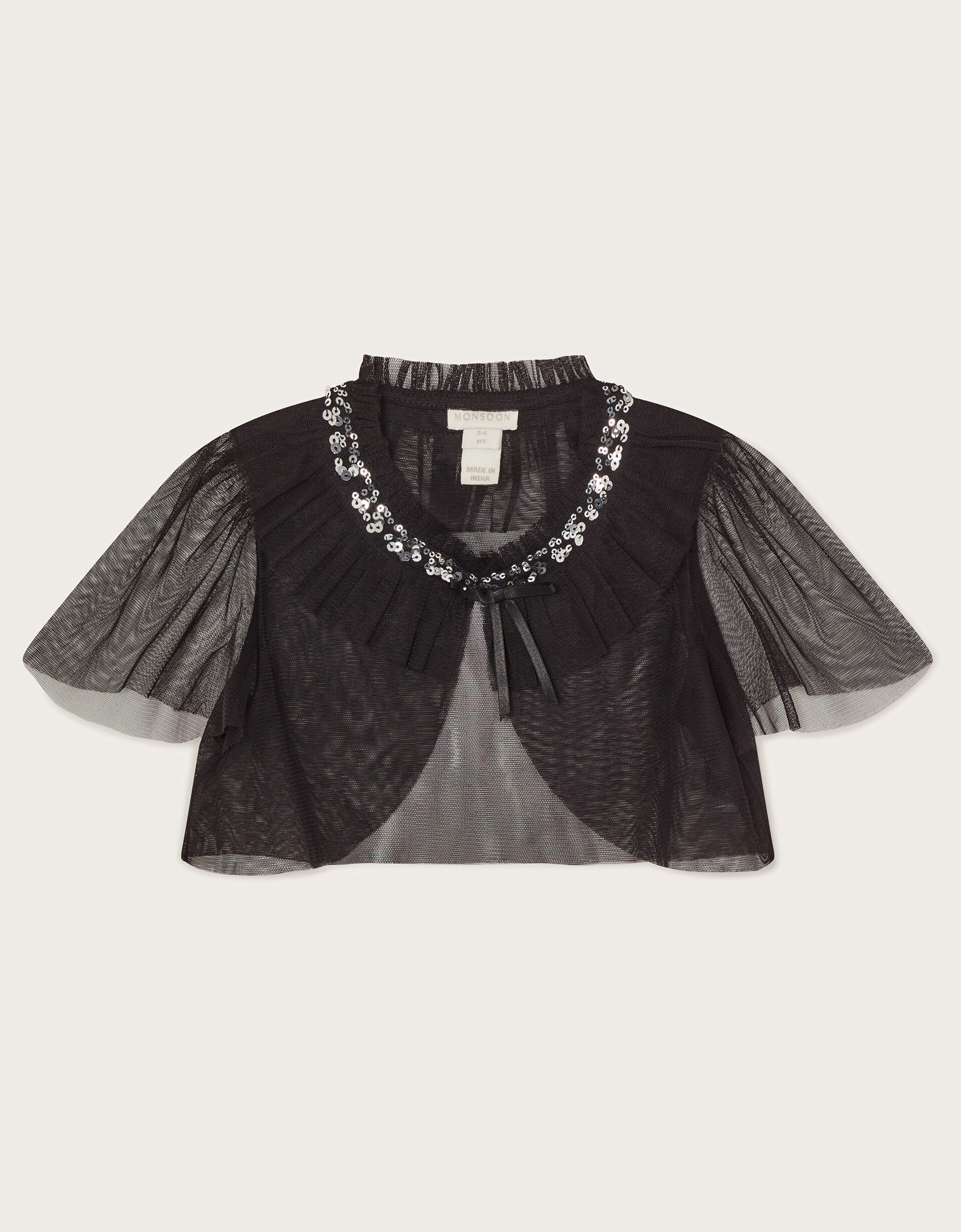 Crop Tulle Cape Jacket Black Girls Cardigans Monsoon Global