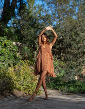 Lyrical Sisters Kaleidoscope Mini Dress, Orange (RUST), large