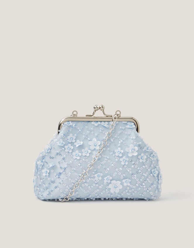 Taylor Beaded Clip Frame Bag, Blue (BLUE), large
