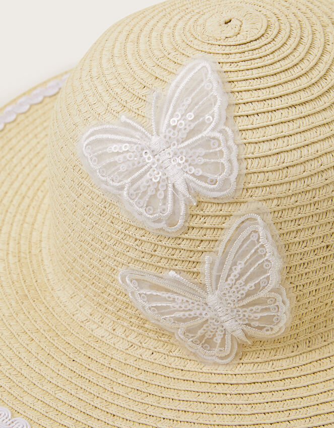 Baby Butterfly Floppy Hat, Natural (NATURAL), large
