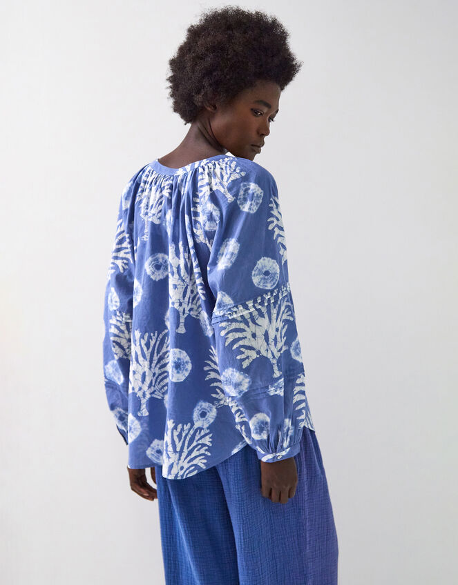 East Lottie Coral Print Shirt, Blue (BLUE), large