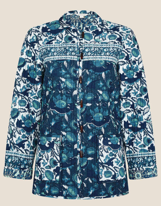 ARTISAN STUDIO Woodblock Print Jacket, Teal (TEAL), large