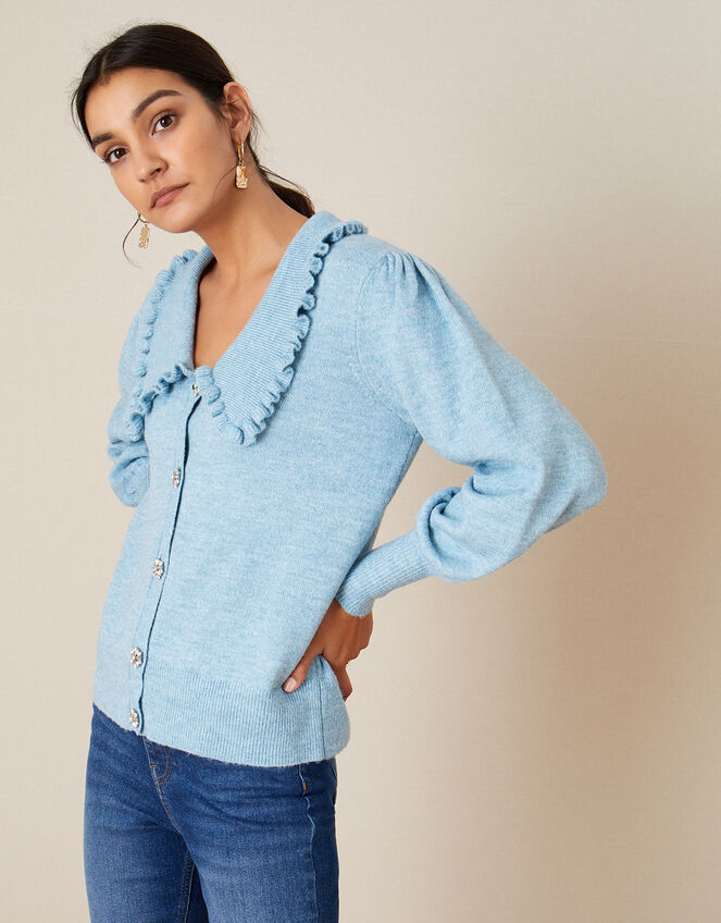 Cosy Collar Cardigan, Blue (BLUE), large