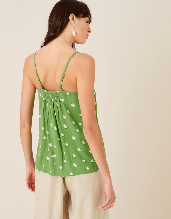 Spot Print Cami in Sustainable Viscose, Green (GREEN), large